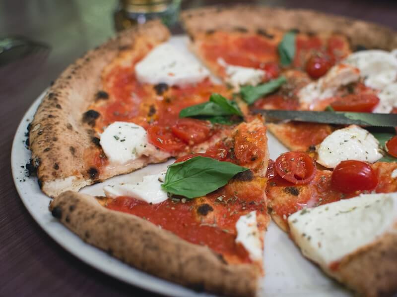 Simple italian pizza with cherry tomato